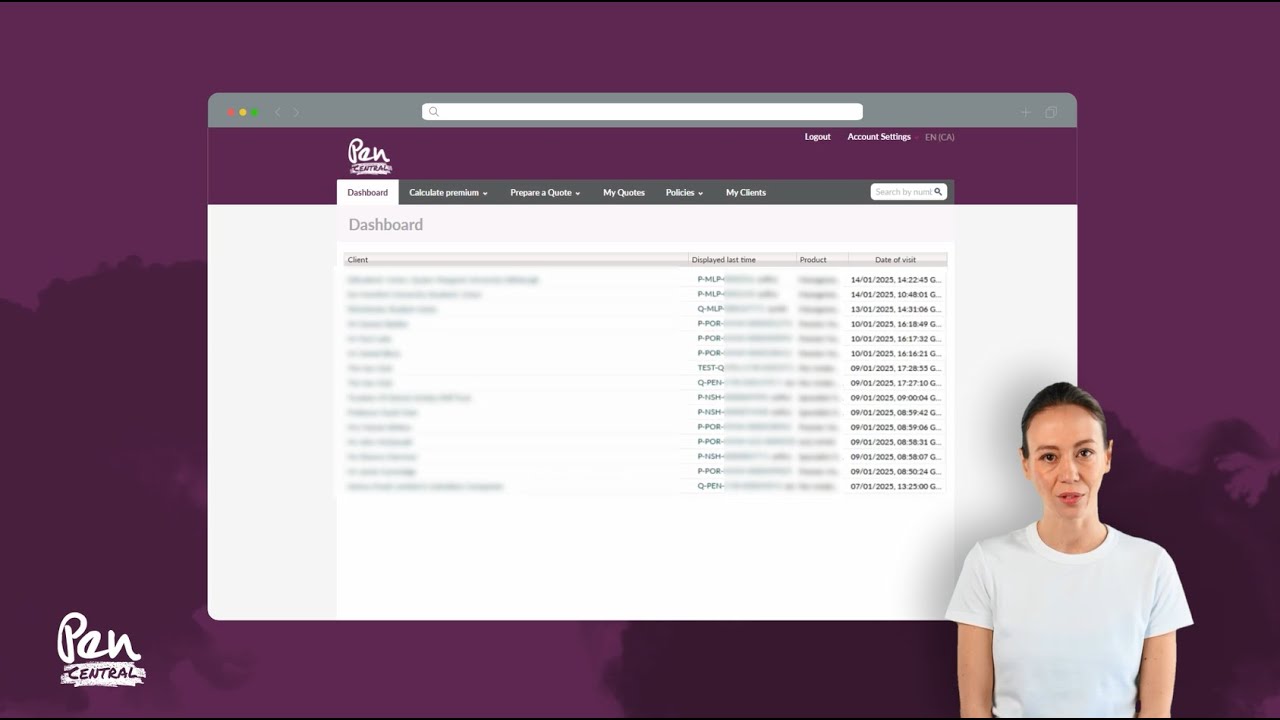 A screenshot of the dashboard with the presenter overlayed